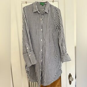 J Crew Classic-fit beach shirt in striped linen-cotton blend